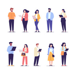 Fototapeta premium Office workers - flat design style set of isolated characters vector illustration