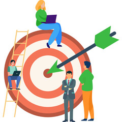 Business people working on achieving business target Illustrationbusiness 