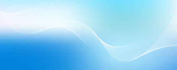 Abstract blue gradient background with shining lines waves. Minimalist background for banner, poster, cover, brochure, flyer, website
