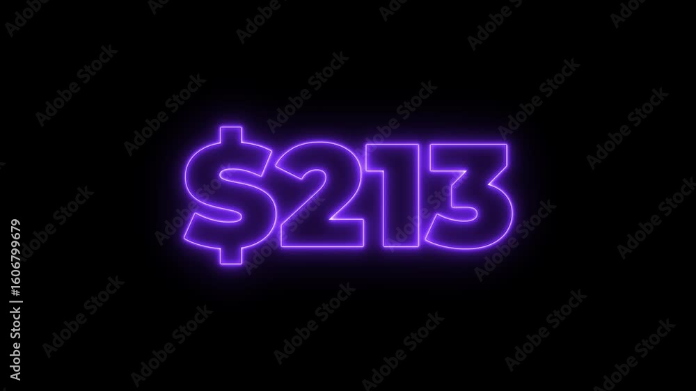Poster 500 dollar animation isolated on black background for business concept. number counter of dollar ani