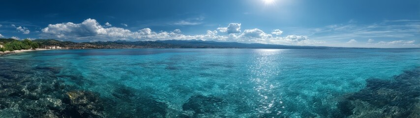Breathtaking 360 degree panoramic view of crystal clear ocean tropical paradise hdr