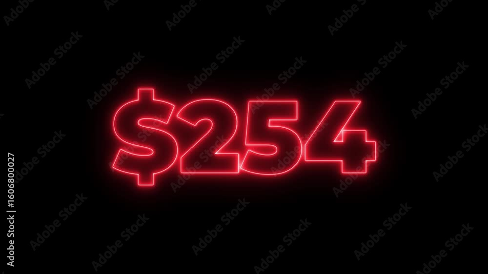 Poster 600 dollar animation isolated on black background for business concept. number counter of dollar ani