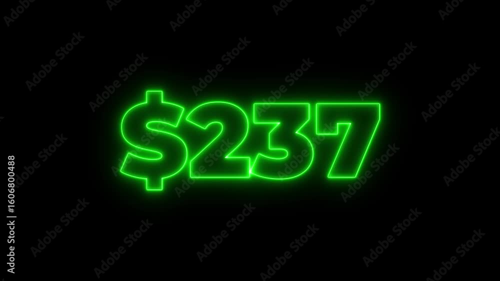 Poster 700 dollar animation isolated on black background for business concept. number counter of dollar ani