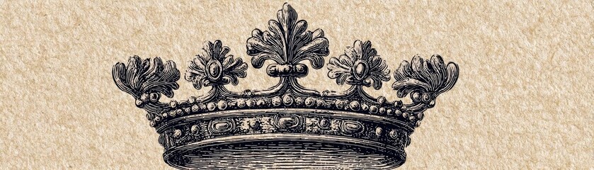 Line tiara in retro vintage concept. Intricate vintage crown design - symbol of royalty and power.