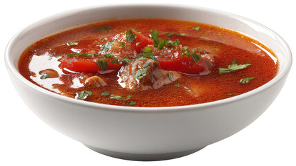 A warm bowl of savory meat and vegetable soup, comforting delicious meal.