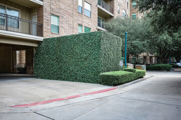 Urban residential apartment complex with greenery and modern architecture