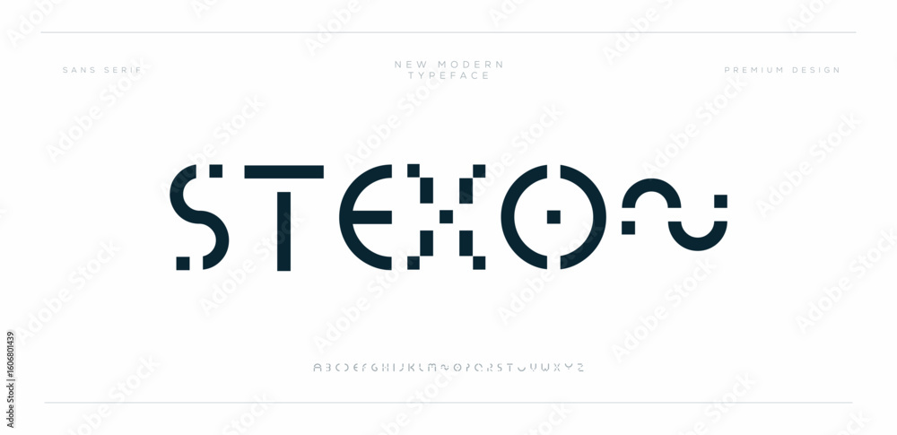 Fototapete geometric modern unique bold display alphabet font vector