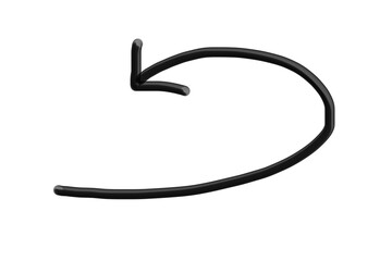 3D Isolated Black Metallic Arrow Curved Shape PNG Transparent Vector Graphic