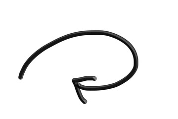 Black Metallic Arrow 3D Isolated Curved Design PNG Transparent Background Vector Element