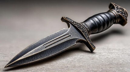 Tactical dagger with classic model concept. Intricate dagger showcasing historical craftsmanship and design.