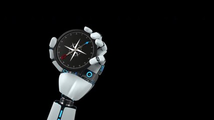 4k Video Robot Hand Compass. Transparent Background. ProRes 4444.