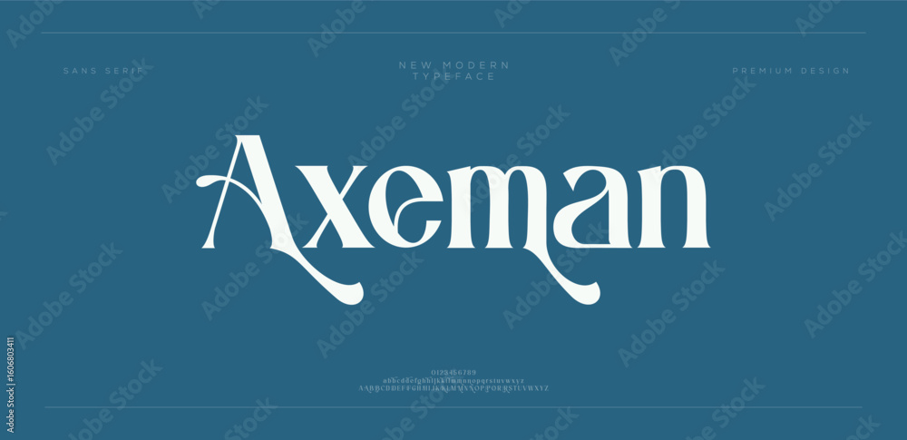Fototapete axeman alphabet font. minimalistic letters and numbers. stock vector typescript for your typography 