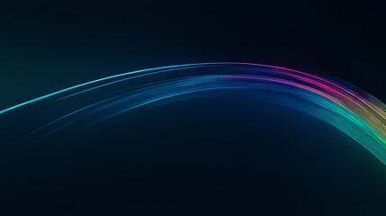 Colorful curved light trails on dark futuristic background