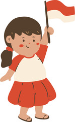 A Boy Holding Flags in Indonesia Independence Day