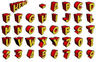Hero - Red yellow dynamic 3d alphabet