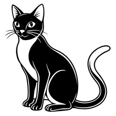 Cat vector silhouette black design white background