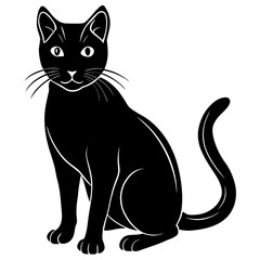 Cat vector silhouette black design white background