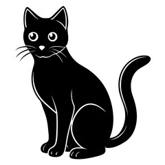 Cat vector silhouette black design white background