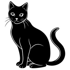 Cat vector silhouette black design white background