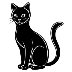 Cat vector silhouette black design white background