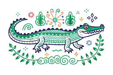 Beautiful Crocodile with white background