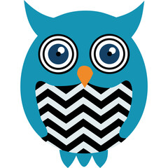 Obraz premium Cute Blue-Eyed Cartoon Owl Illustration, vector design for fashion, poster, card and sticker prints 
