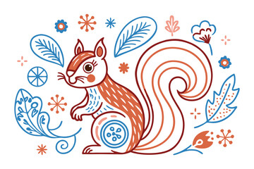 Beautiful Squirrel with white background