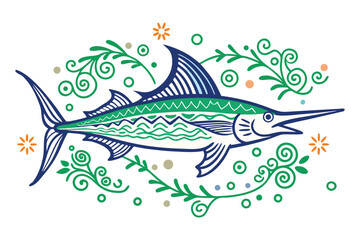 fish on a blue background