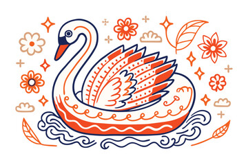 hand drawn vector illustration of a swan