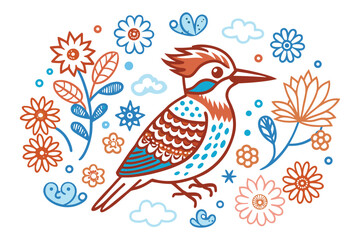 vector illustration of a bird with flowers