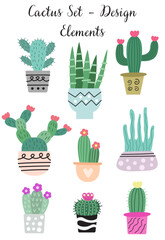 set of cactus plants