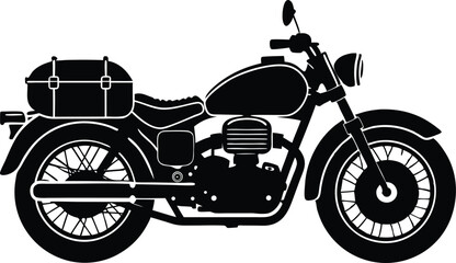 Fototapeta premium Adventure motorcycle loaded with travel gear for long distance trips Vector illustration