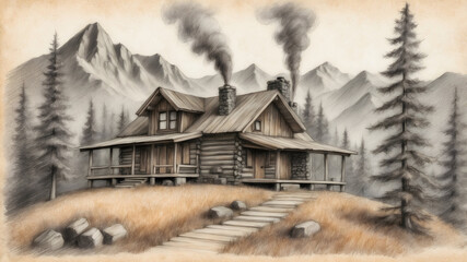 Old Abandoned Factory, Old Buildings Illustration, 