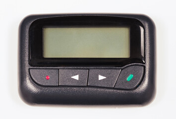 One way pager with an empty space  blank screen for inscription isolated on white background.