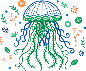 Beautiful jellyfish with white background 