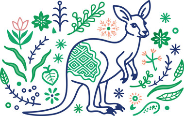 Beautiful Kangaroo with white background