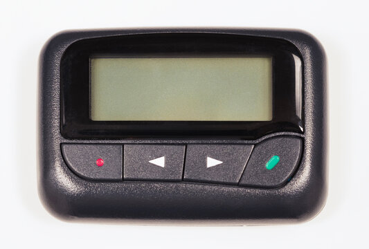 One way pager with an empty space  blank screen for inscription isolated on white background.