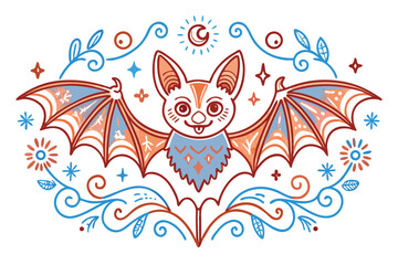 Beautiful Bat with white background
