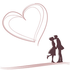 Geometric Romantic Couple with Heart Elements

