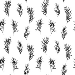 Black Ink Watercolor Texture Seamless Pattern

