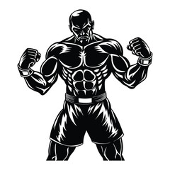 Vector a boxer stand with pose vector silhouette on white background