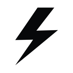 Black lightning bolt silhouette vector icon