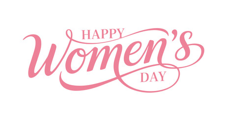 International women's day symbol with wings and hearts, A festive graphic celebrating International Women's Day with elegant script lettering and decorative hearts in pink and purple