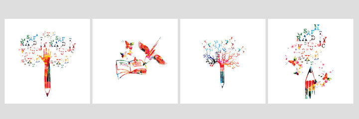 Education and learning concept. Blogging and copywriting vector illustration