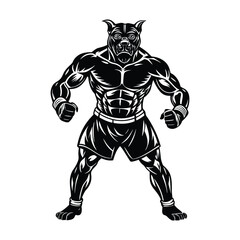 Fototapeta premium Vector a boxer stand with pose vector silhouette on white background