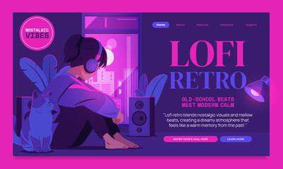 Flat Nostalgic Lofi Retro Aesthetic Landing Page