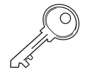 Untitled design - Minimal Line Art Key Icon in Monoline Style, Angled Layout, Transparent PNG background