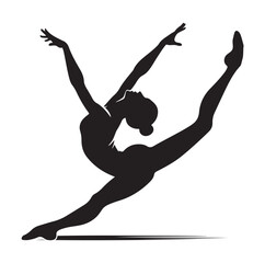 Fototapeta premium Gymnastics female competing on balance beam silhouette vector graphics