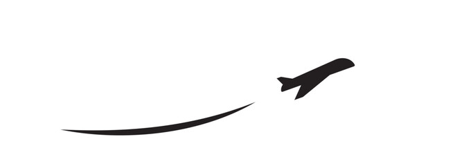 Plane departure vector icon, take off airplane silhouette. Airport simple symbol, takeoff plane