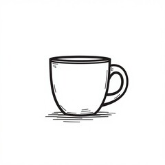 Coffee or tea Mugs, White and Black, Simple vector illustration Design on copy space white background, tea mug or coffee mug/  cup line artsolated on white